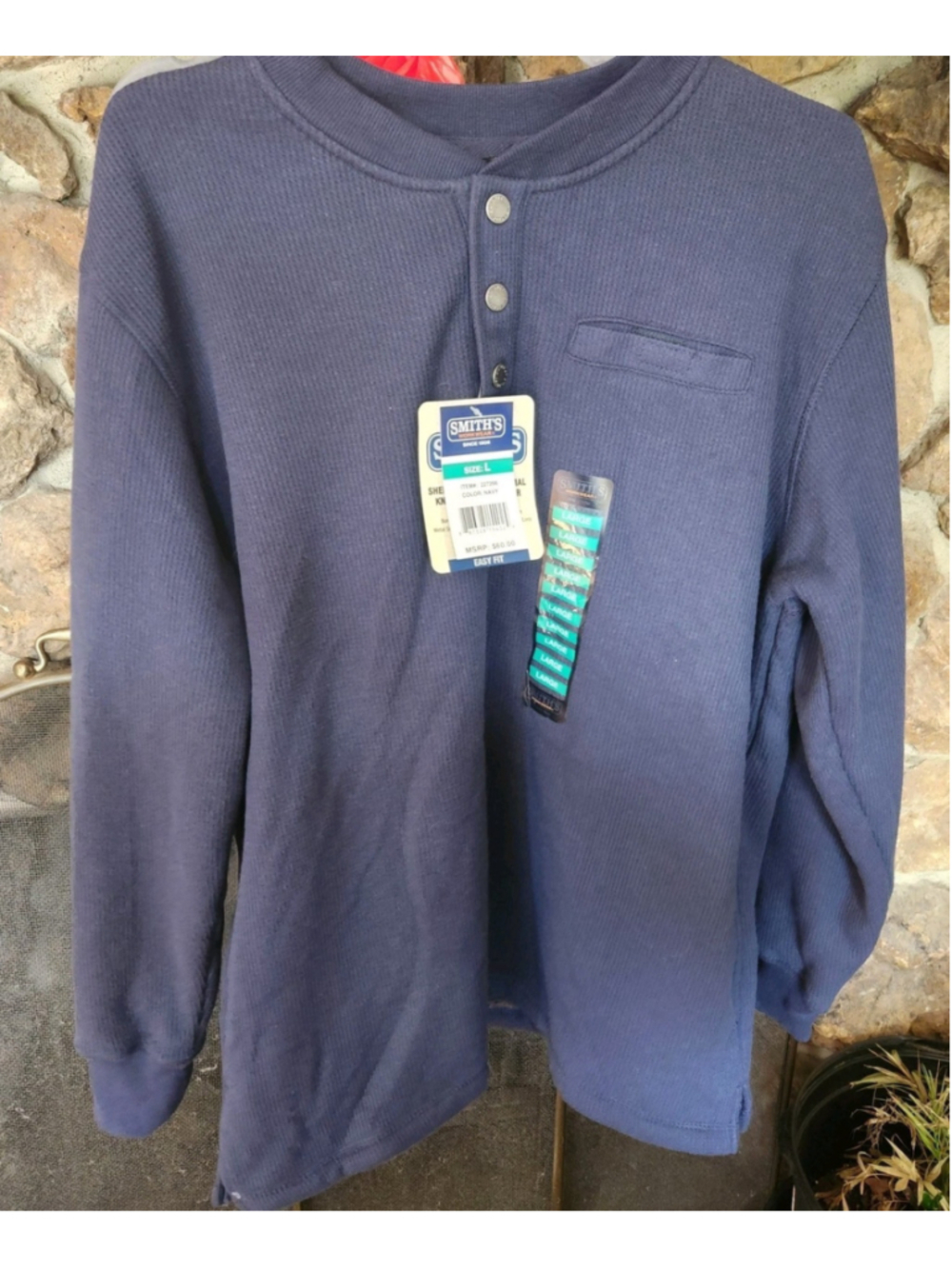 Smiths Workwear Sherpa Bonded Thermal Henley Pullover Large Mens Pockets NWT